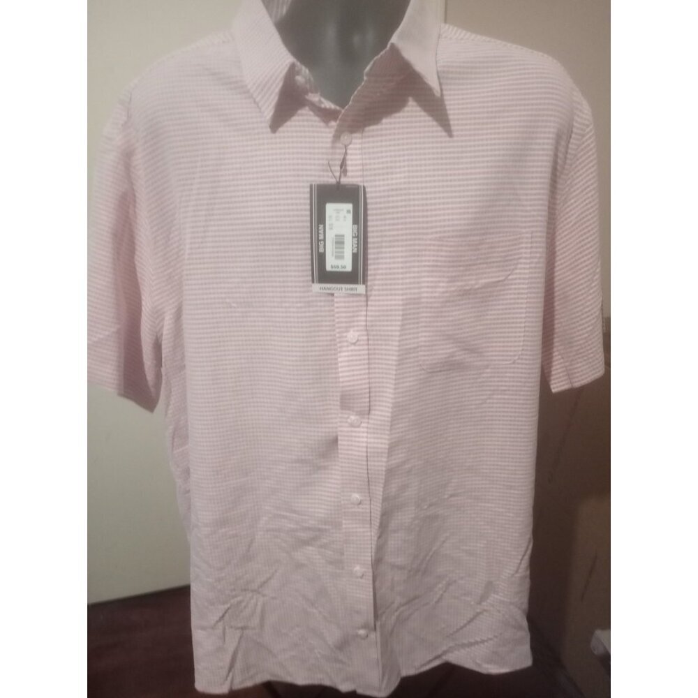 New Roundtree & Yorke Short Sleeve 2XB Pink White Check Hangout S/S Shirt NWT